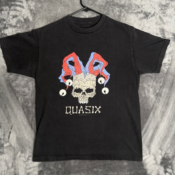 Quasix Other - Quasix Graphic T-Shirt Mens Medium Black Jester Skull Vintage 1993 Skateboards